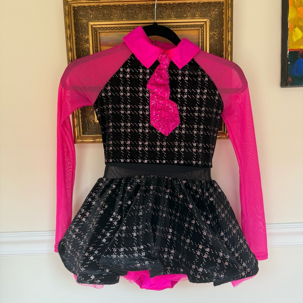 Weissman Pink and Black Plaid Kids Dance Costume Size MC (10-12)